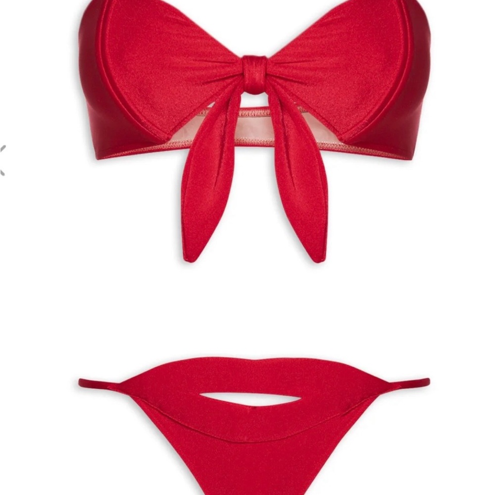 Red Tie-Front Bikini Set – Women Swim Bikini